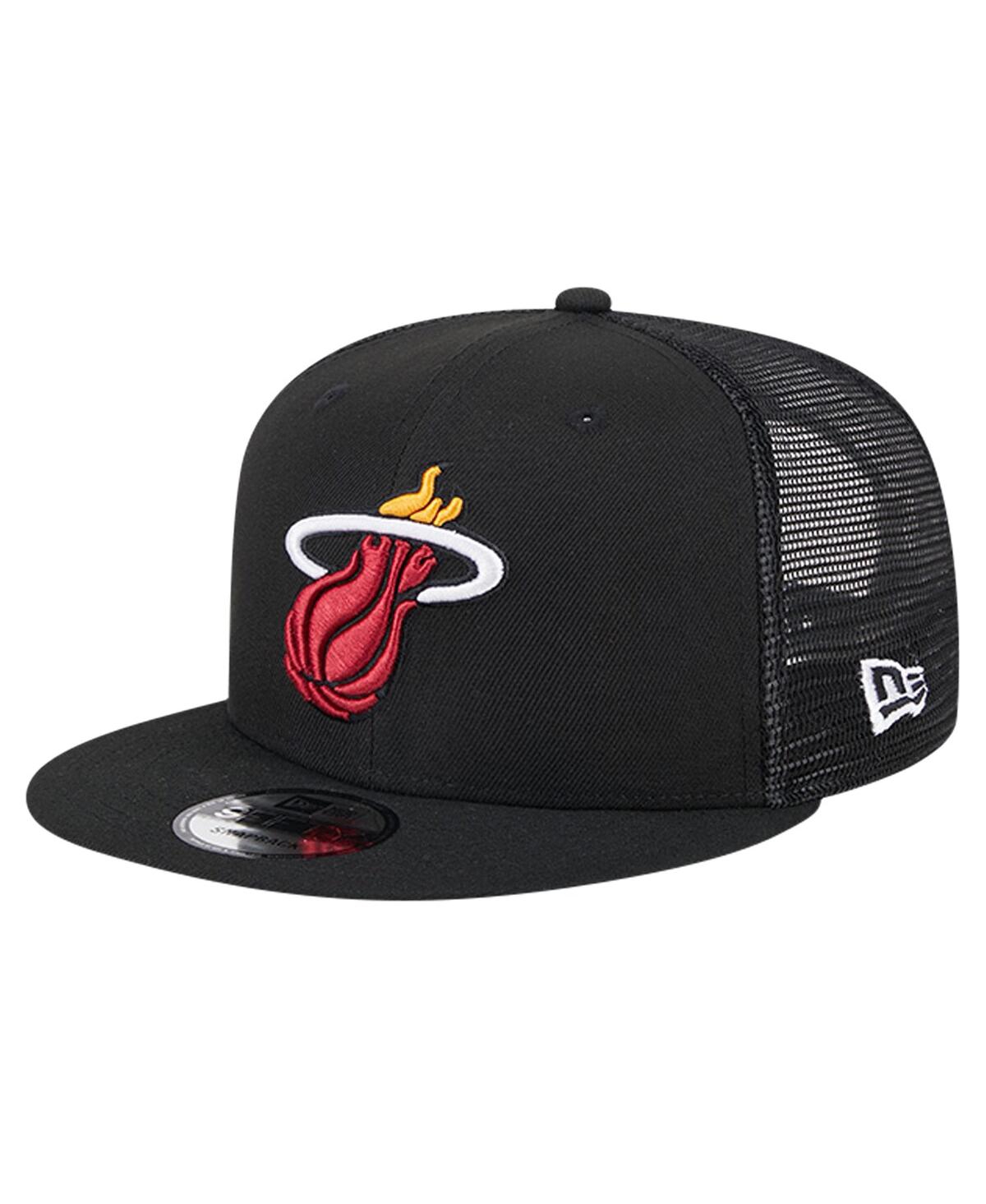 New Era Men's Black Miami Heat Evergreen Meshback 9fifty Snapback Hat ...