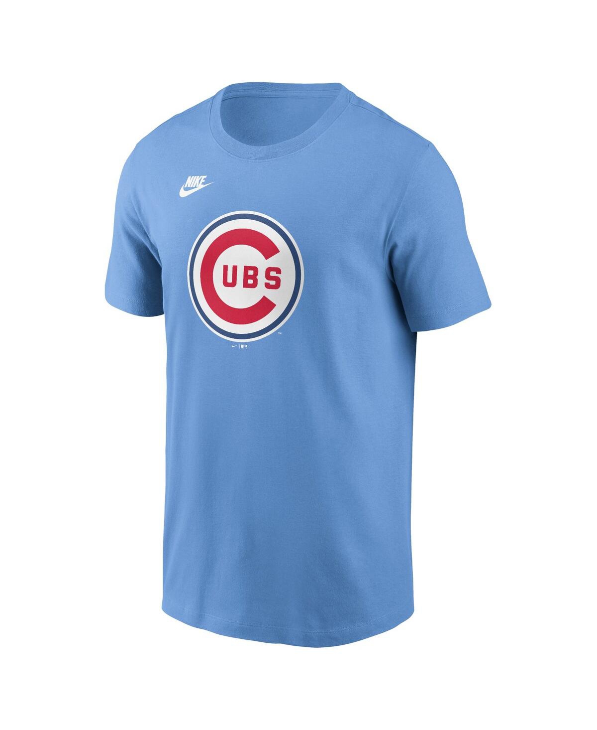 Nike Men's Light Blue Chicago Cubs Cooperstown Collection Team Logo T-shirt In Light Blue