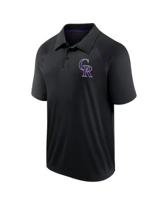 Men's Black Colorado Rockies Strong Alone Raglan Polo