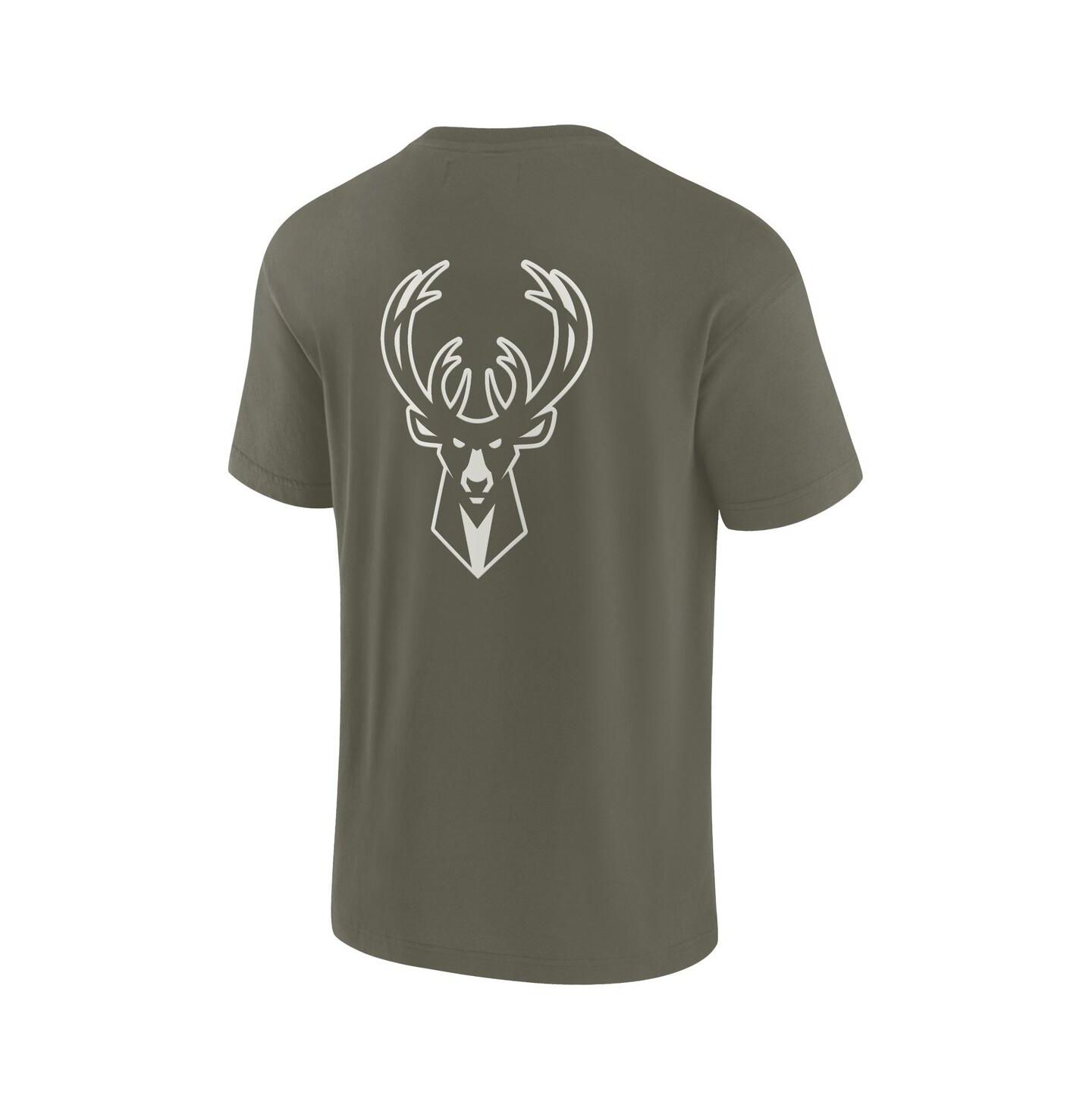 Футболка Fanatics Signature Olive Milwaukee Bucks Elements Super Soft Short Sleeve — фото 2