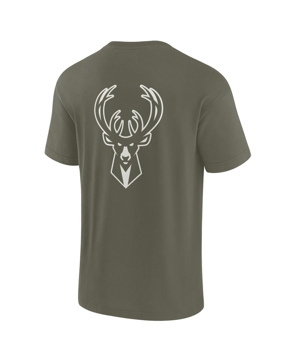 Fanatics Signature Men's And Women's Olive Milwaukee Bucks Elements Super Soft Short Sleeve T-shirt In Olive