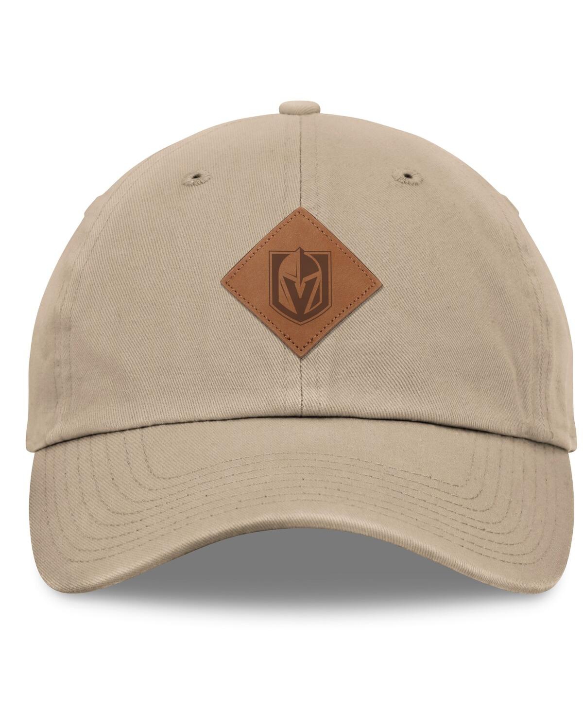 Fanatics Men's Khaki Vegas Golden Knights Elements Unstructured Patch Leather Strapback Hat In Khaki