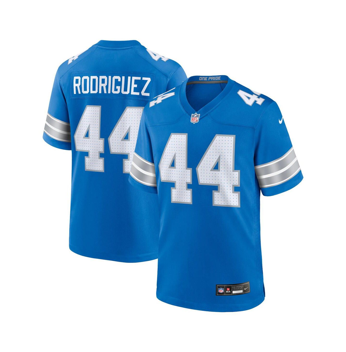 Мужской топ Nike Malcolm Rodriguez Detroit Lions Game Jersey, цвет: Синий — фото 1