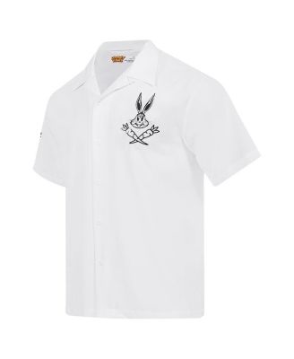 Men's White Looney Tunes Bugs Bunny Melted Skeleton Button-Up Shirt