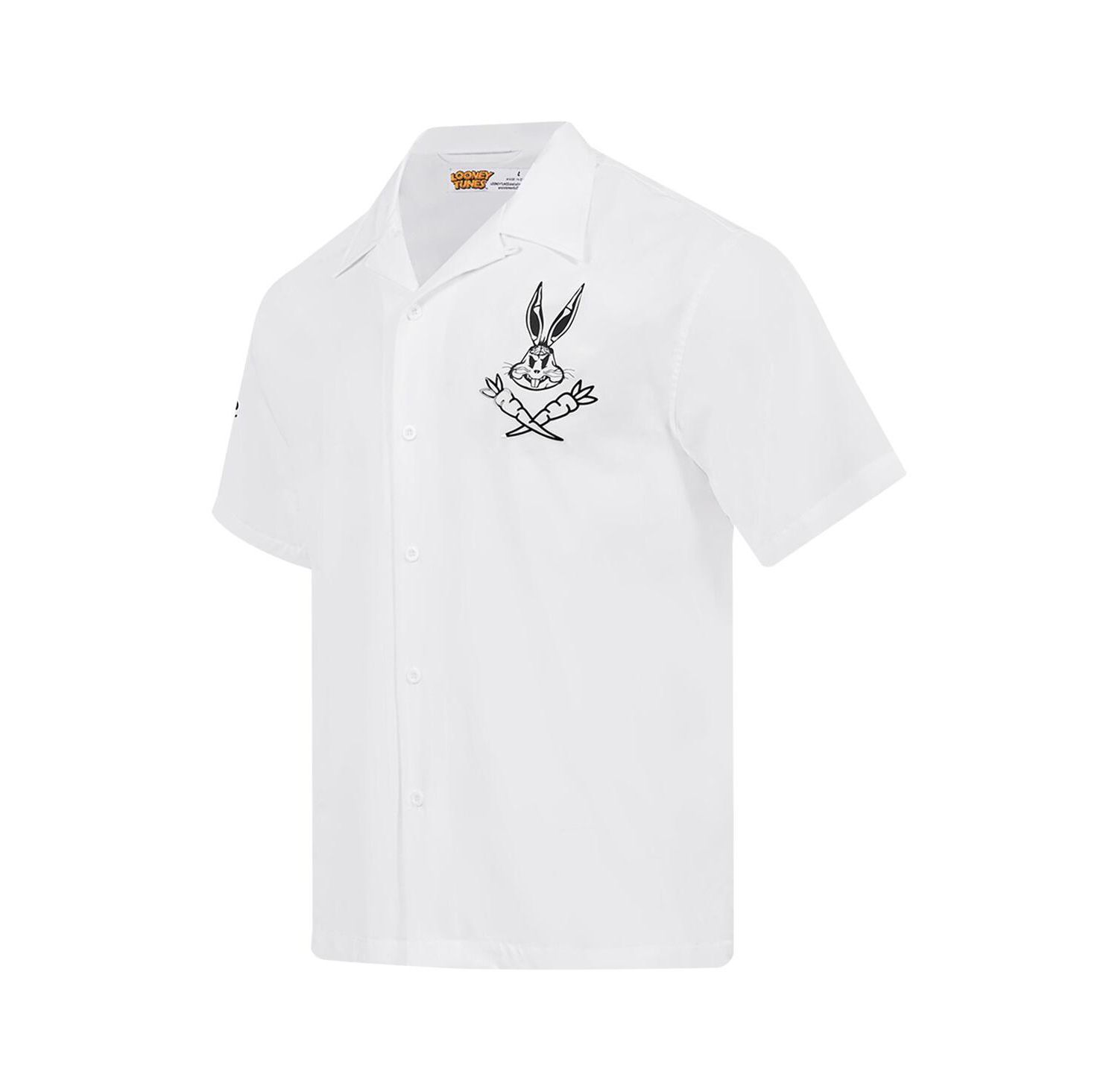 Men's White Looney Tunes Bugs Bunny Melted Skeleton Button-Up Shirt
