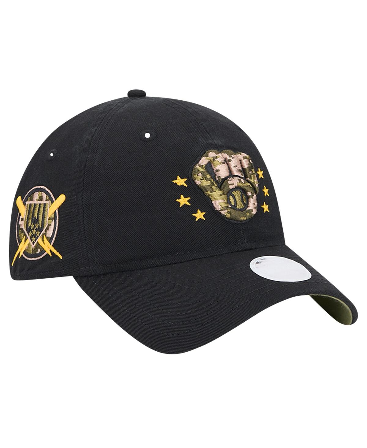 New Era Women's Black Milwaukee Brewers 2024 Armed Forces Day 9twenty Adjustable Hat
