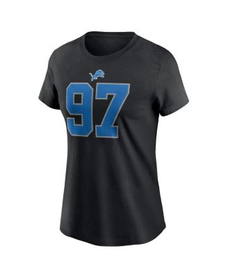 Women's Aidan Hutchinson Black Detroit Lions Player Name Number T-Shirt