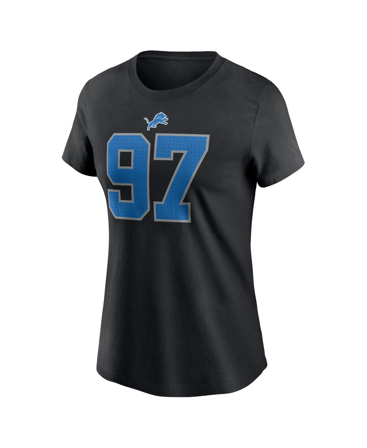 Nike Women's Aidan Hutchinson Black Detroit Lions Player Name Number T-shirt In Black