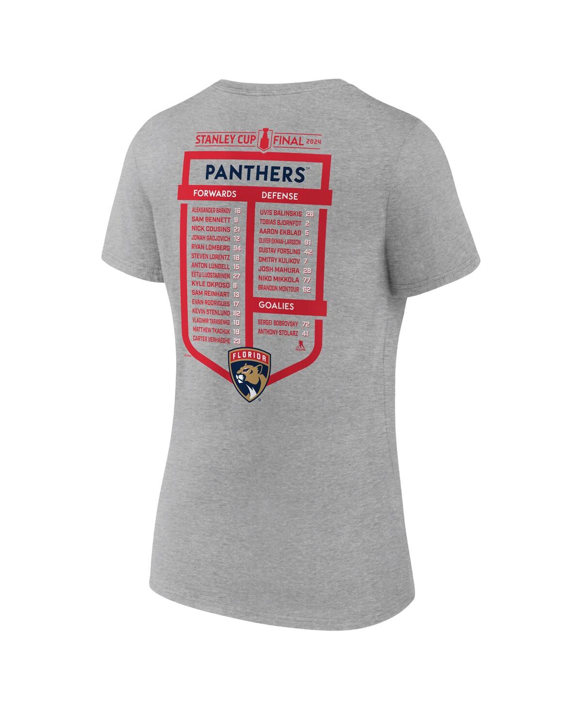 Fanatics Women's Heather Gray Florida Panthers 2024 Stanley Cup Final Plus Size V-neck Roster T-shirt In Heather Gray