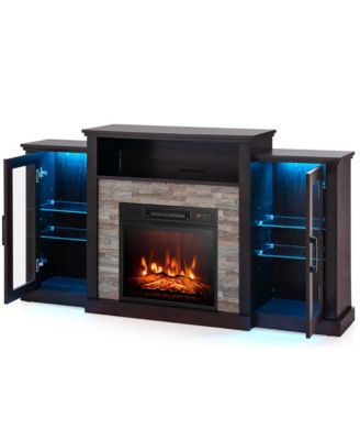 Fireplace TV Stand with Led Lights & Electric Fireplace For 65" Wall-Mounted TV