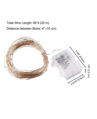 66 ft LED String Lights Battery Operated Starry Fair Rope Lights 8 Modes Remote Christmas