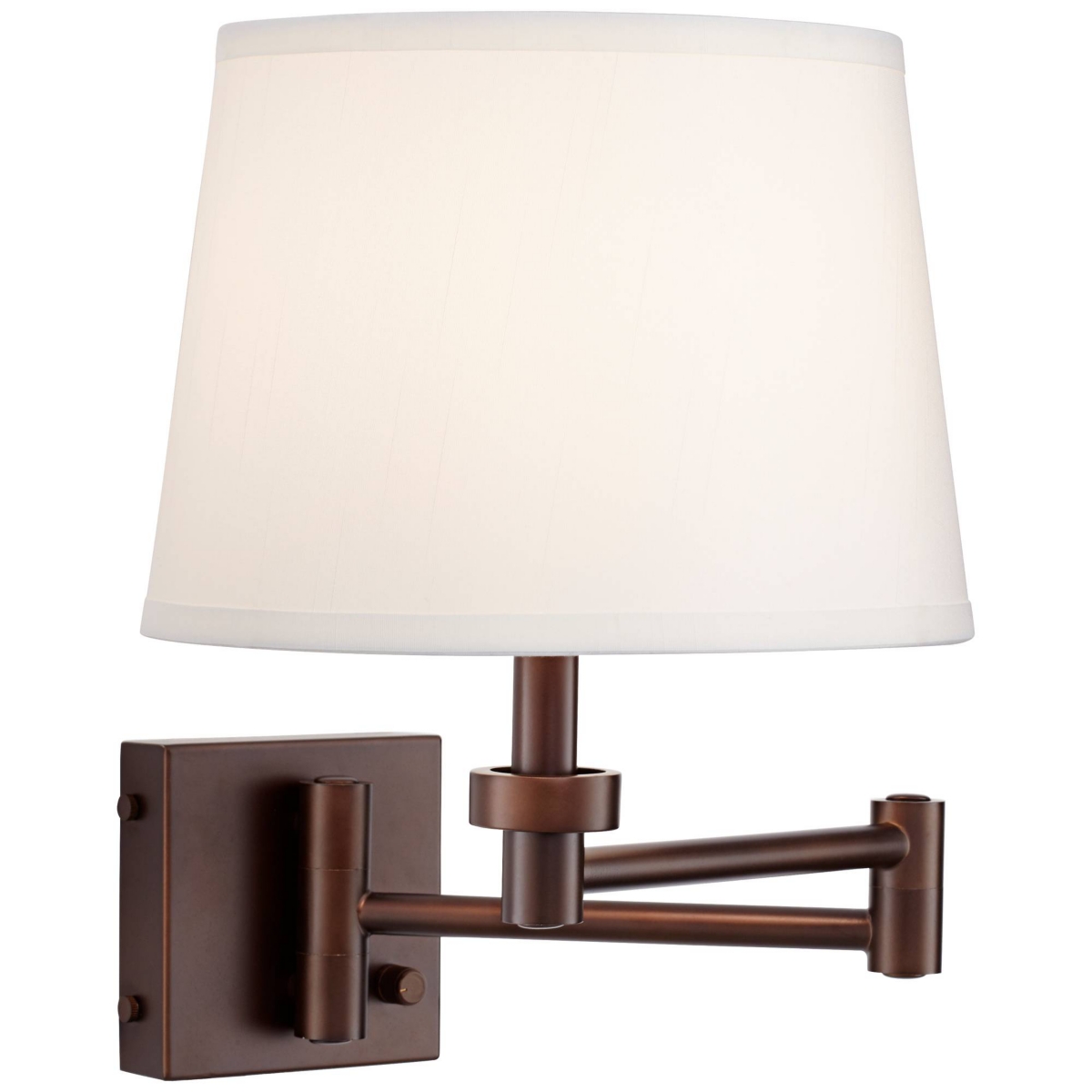 360 Lighting Vero Modern Swing Arm Wall Lamp with Usb Charging Port Oil Rubbed Bronze Plug-In Light Fixture Cream Drum Shade for Bedroom Bedside House