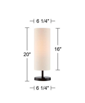 Heyburn Modern Accent Table Lamp 20" High Dark Bronze with USB and AC Power Outlet in Base Oatmeal Cylinder Shade for Bedroom Office Desk