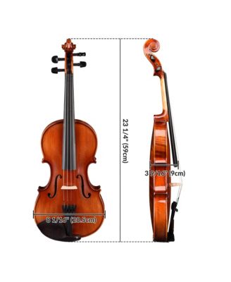 Solid Wood Violin 4/4 Full Set Fiddle Beginner Violin Full Size with Case Shoulder Rest for Student Adults