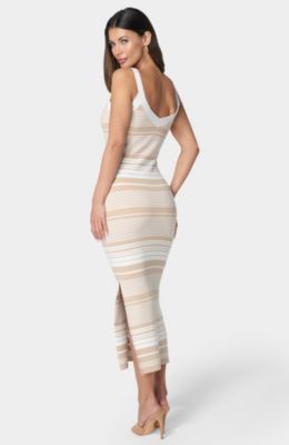 Women's Striped Sweater Midi Dress
