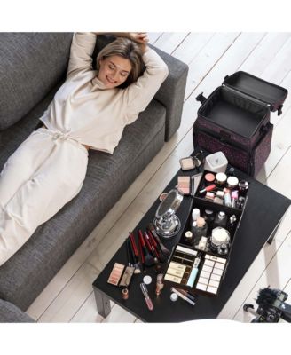 Soft Sided Rolling Makeup Train Case Cosmetic Organizer Crocodile Makeup Case Trolley Makeup Artist Nail Technician