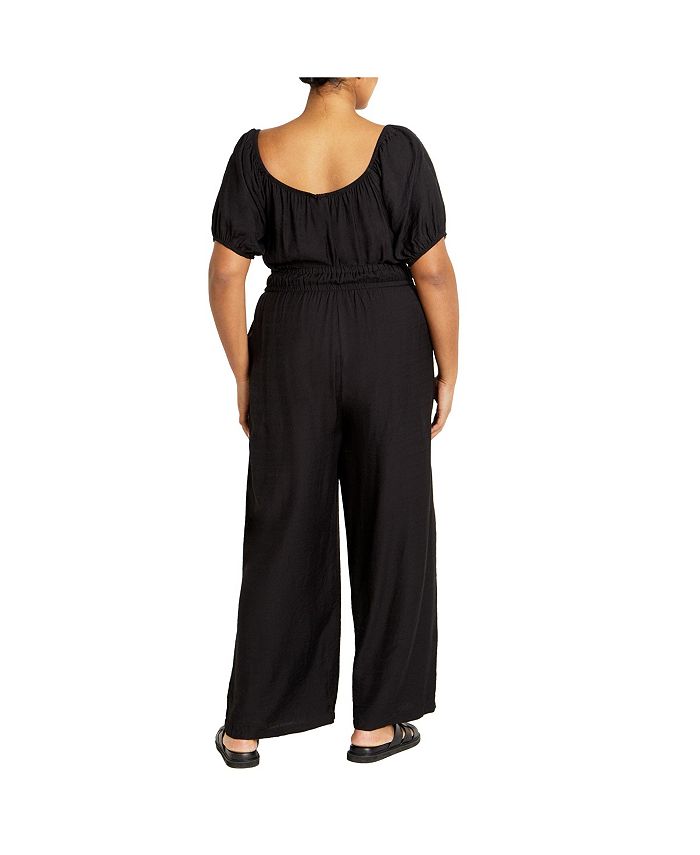 City Chic Women's Trendy Plus Tie Waist Jumpsuit Black Size 22W