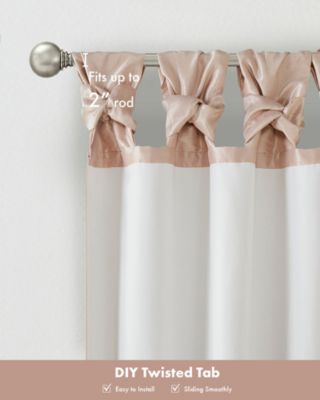 Emilia Twist Tab Lined Window Curtain Panel, Single Curtain with Privacy Lining for Bedroom and Living Room, 108 inch length Single Curtain, Width 50 length 108 inches, Pewter Window Panel