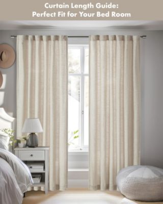 Beals Faux Linen Curtain Single Panel for Bedroom, Rob Pocket/Back Tab fit up to 1.25 inches rod Single Curtain Panel for Living Room, Unique Fleece Lining Width 50 Length 95 Inches Curtain Panel, Natural 1 Window Panel