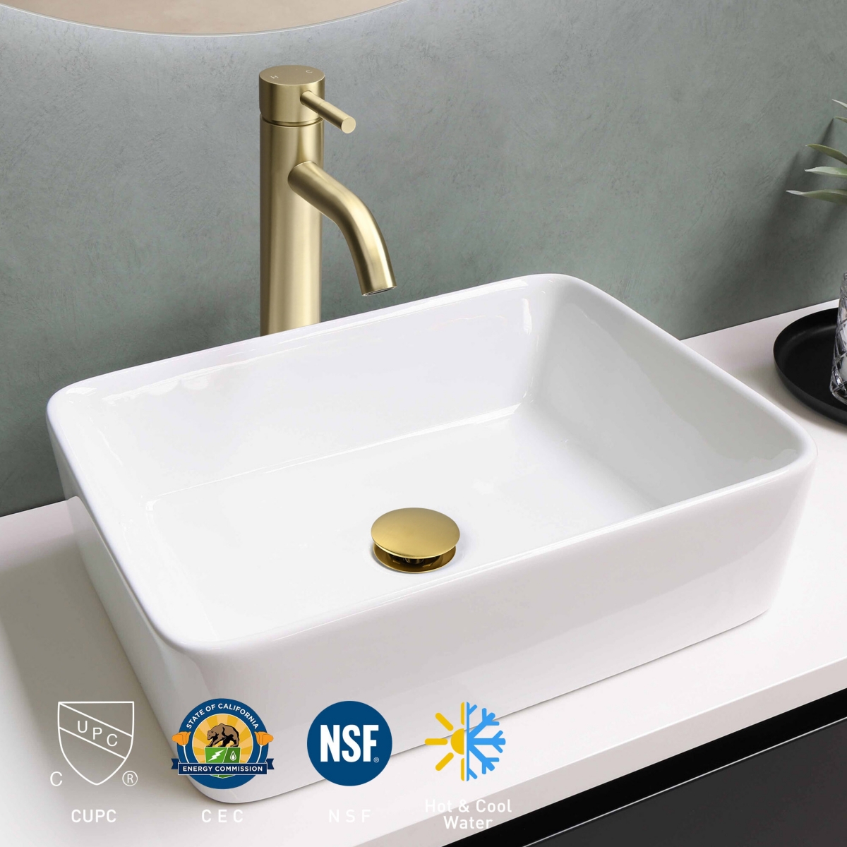 Aquaterior Single Handle Tall Vessel Faucet Bathroom Mixer Tap with Pop-up Drain