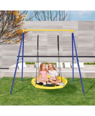 Metal A-Frame Swing Stand Heavy Duty Extra Swing Frame w/Ground Stakes for Backyard