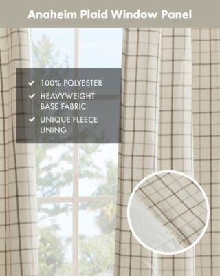 Anaheim Plaid Curtain 1 Panel for bedroom, Rob Pocket/Back Tab fit up to 1.25 inches rod Single Curtain Panel for Living Room, Width 50 length 84 inches, Fleece Lining Brown 1 Window Panel