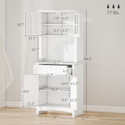 Kitchen Storage Buffet w/ Microwave Hutch Drawer for Dining Room,