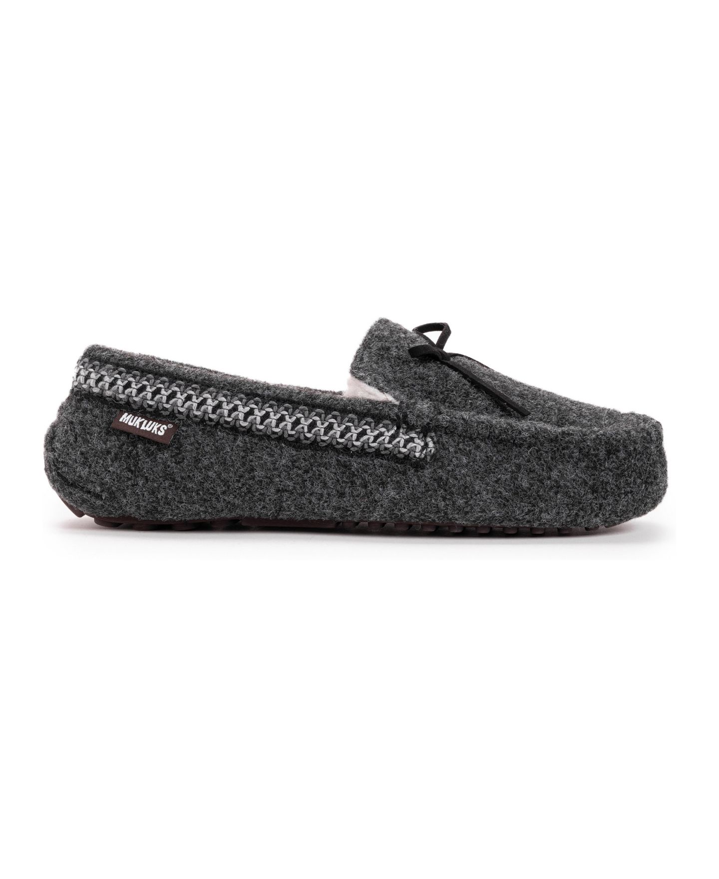 Мужские тапочки MUK LUKS Ethan Moccasin Slippers, цвет: Эбеновый меланжевый — фото 4