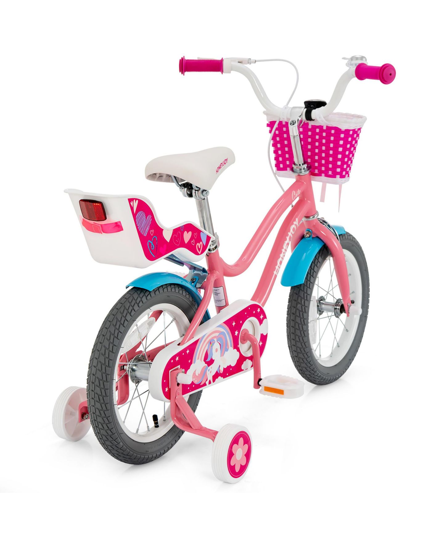 Детская игрушка Costway Brighter Youth I 18" Kids Bicycle with Training Wheels, 145-lb Capacity, Ages 4-8, цвет: Розовый — фото 9