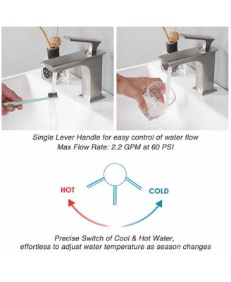 Aquaterior Undermount Sink Cold & Hot Water Simple 1 Hole Bathroom Square Faucet