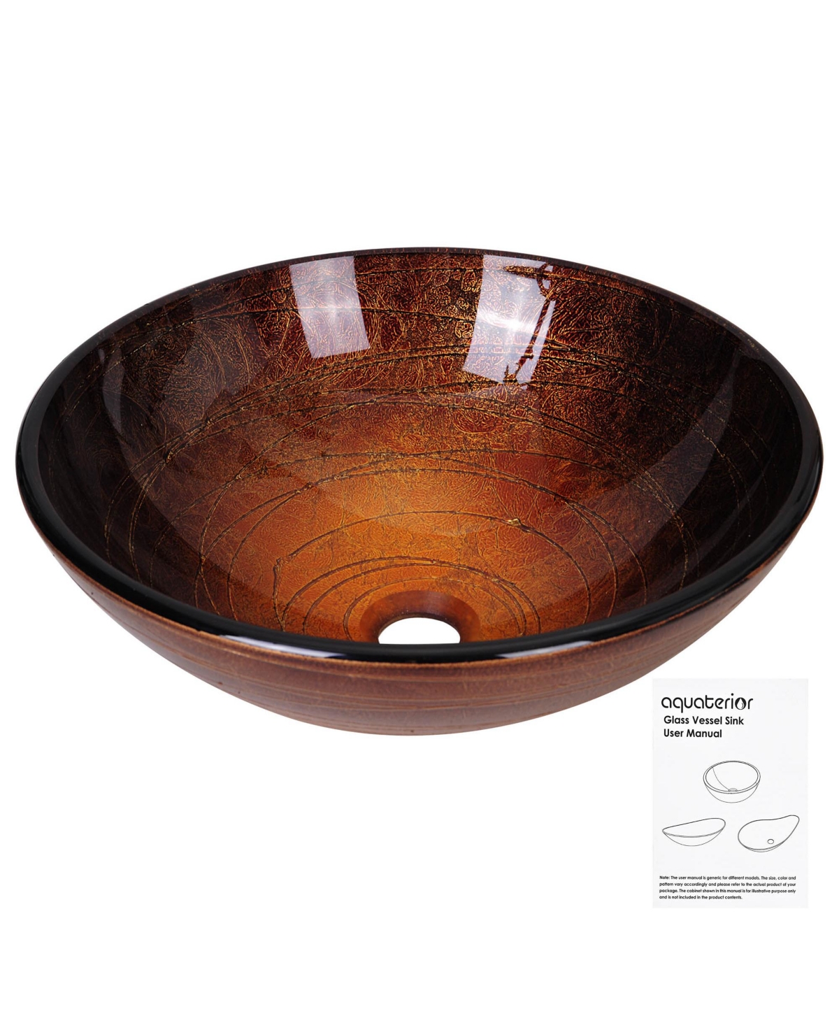 Artistic Tempered Glass Vessel Sink Bathroom Lavatory Round Bowl Pattern Basin