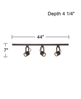 Layna 3-Head LED Ceiling or Wall Track Light Fixture Kit Linear Bullet Brown Bronze Finish Metal Modern Kitchen 44" Wide