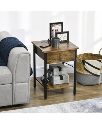 End Table with Wireless Charging Station, 2 USB Ports,