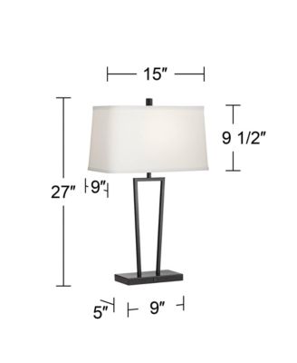 Cole Modern Table Lamps 27" Tall Set of 2 Black Metal with USB Charging Ports White Rectangular Shade for Bedroom Living Room Bedside