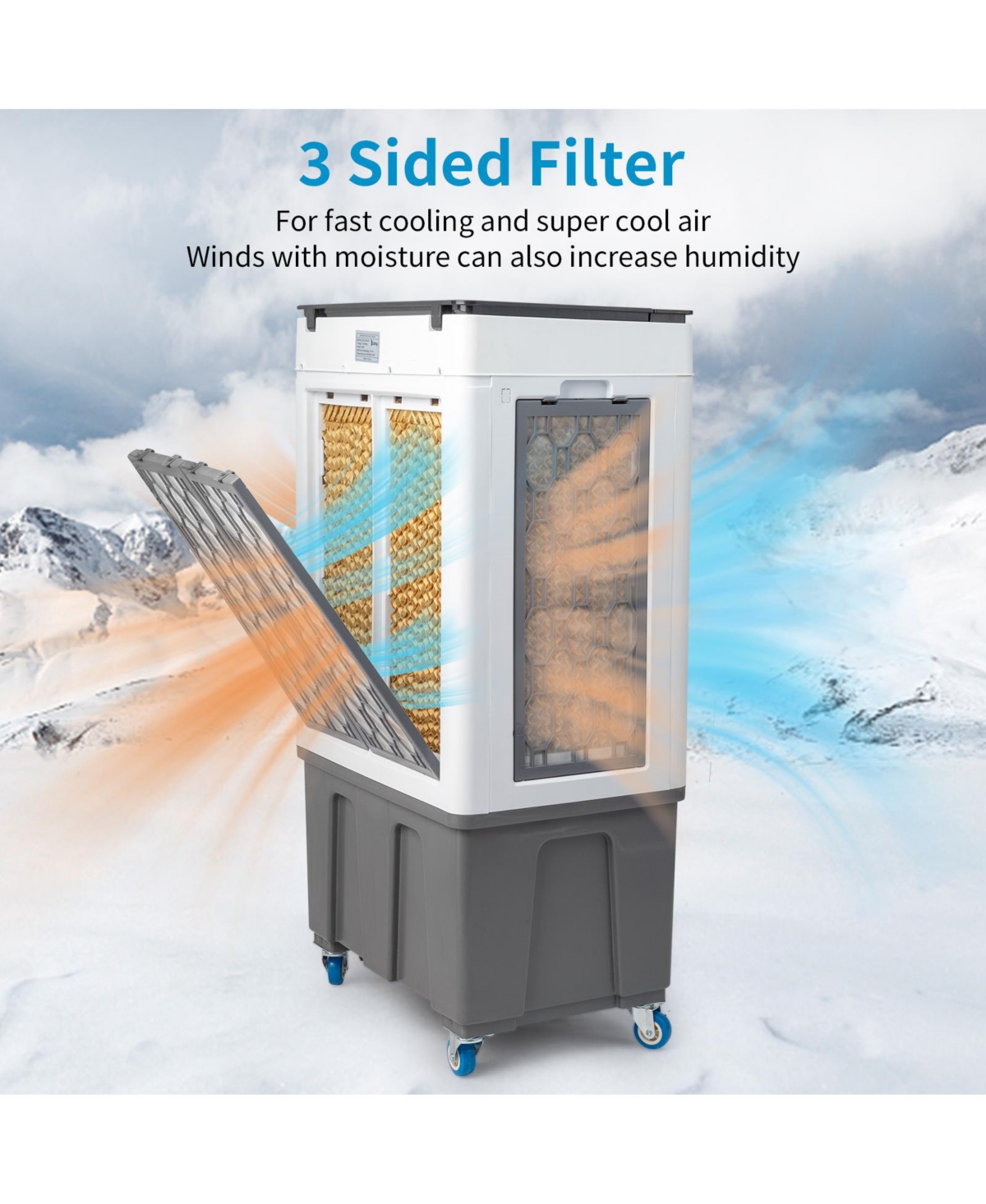 Yescom 2353 Cfm Evaporative Air Cooler Fan Portable Cooling Fan with Humidifier,8 Gal Water Tank,3 Modes & 7.5H Timer,90°Oscillation Swamp Cooler