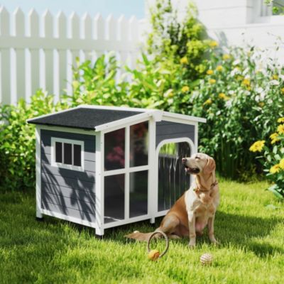 Giant Window Wooden Dog House for Large Dogs Outdoor & Indoor