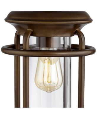 Andreas Industrial Table Lamp 26" High Brown Metal with Nightlight LED and USB Charging Port Oatmeal Shade for Living Room Desk