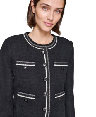 Karl Lagerfeld Women's Contrast-Trim Five-Button Jacket