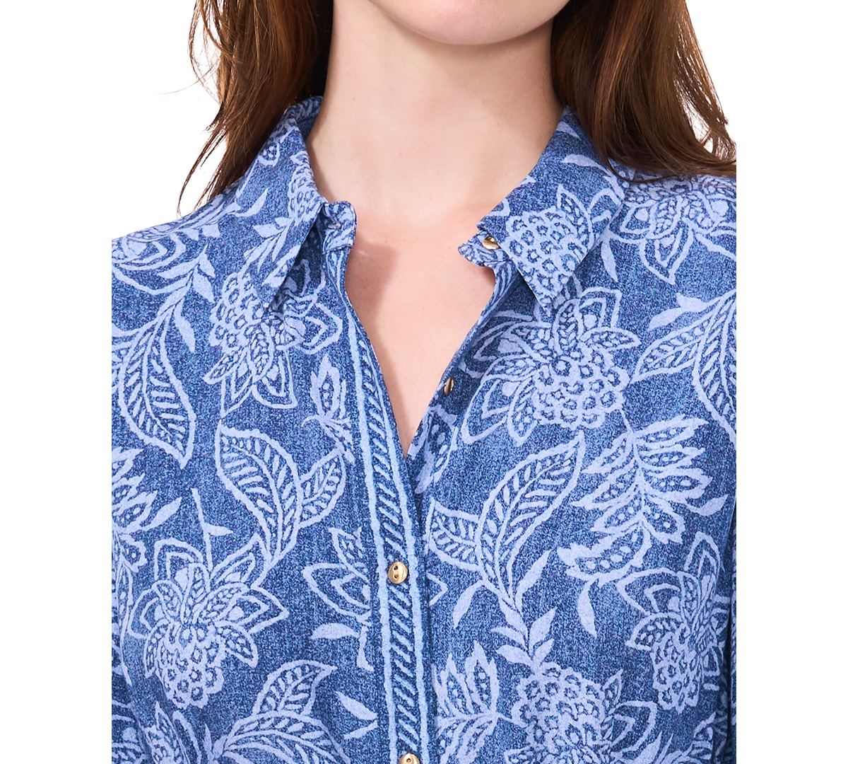 Msk Women's Floral Belted Long-Sleeve Maxi Shirtdress -mult