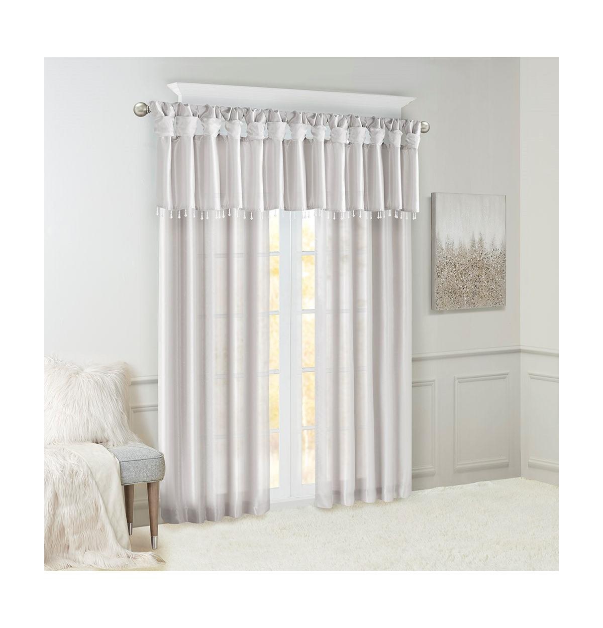 Madison Park Emilia Twist Tab Lined Window Curtain Panel, Single Curtain with Privacy Lining for Bedroom and Living Room, 84 inch length Single Curtai