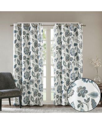 Camille Jacquard Room Darkening Curtain for Bedroom, Grommet Top Design Panels Pair for Living Room, Width 50 length 84 inches Single Panel, Yellow 1 Window Panel