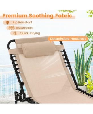 2 PCS Patio Folding Chaise Lounge Chair Portable Sun Lounger with Adjustable Backrest