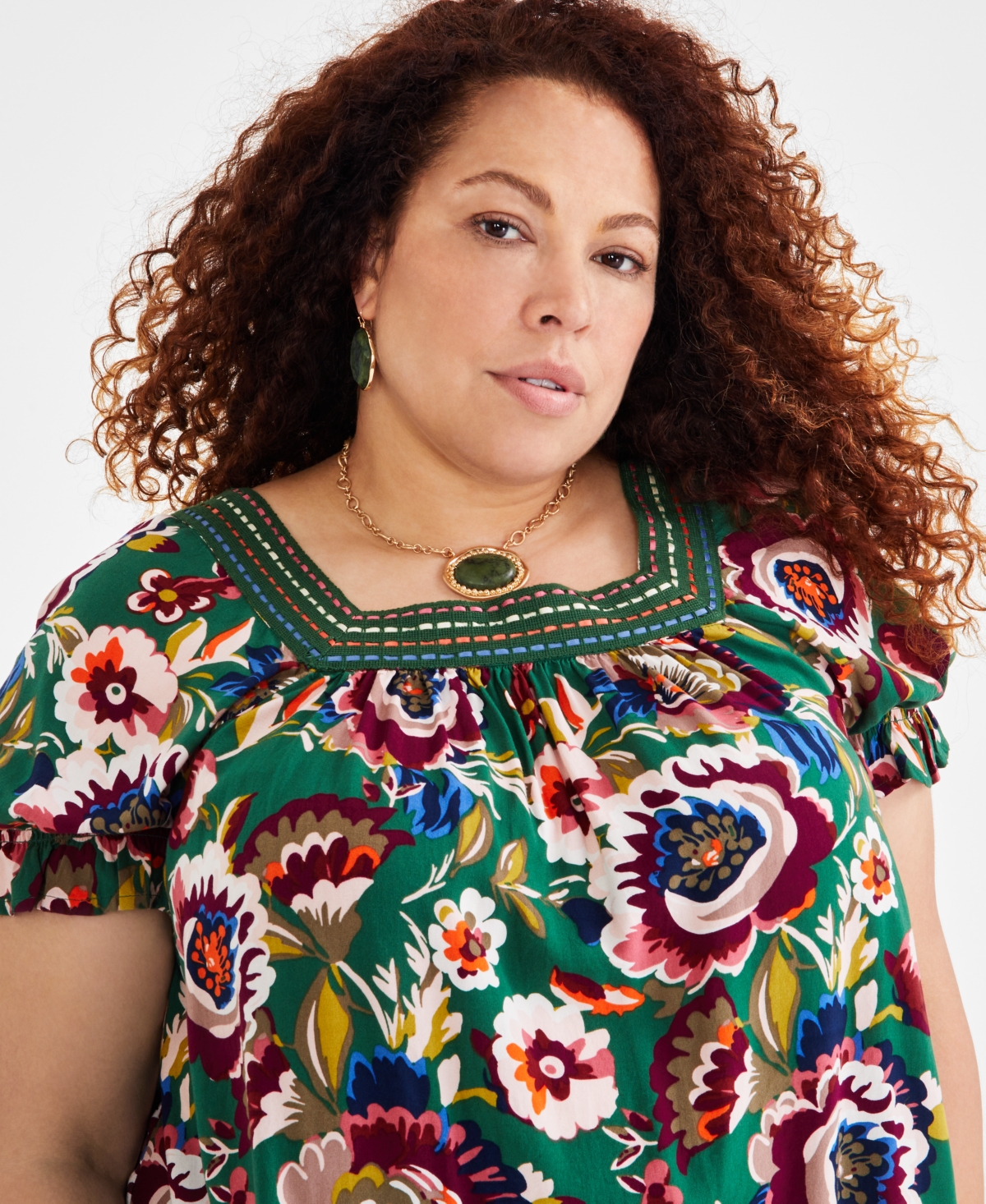 Style & Co Plus Size Crochet-Trimmed Top, Created for Macy's