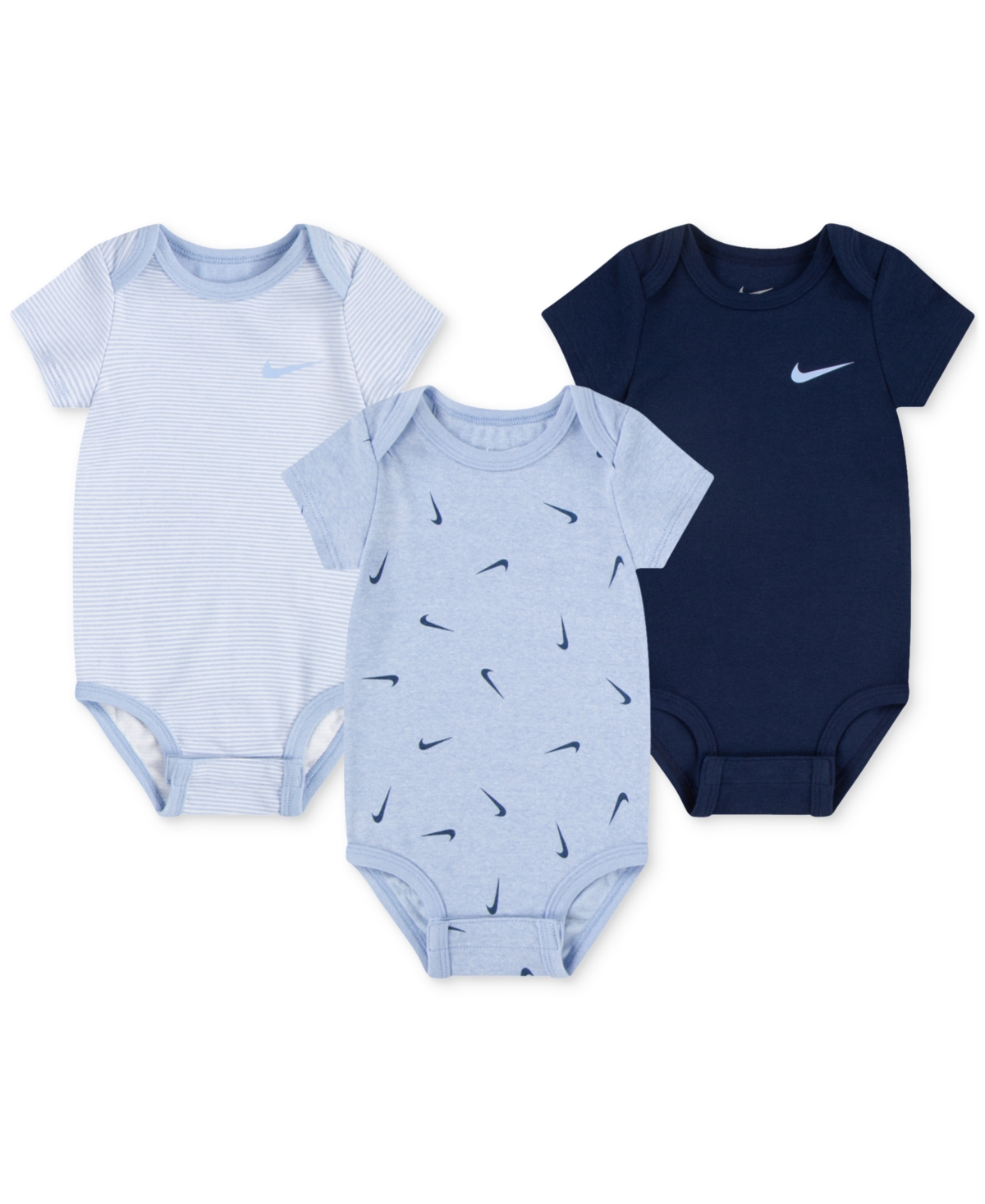 Nike Baby Boys Or Girls Essentials Bodysuits, Pack Of 3 In Cobalt Bliss Heather