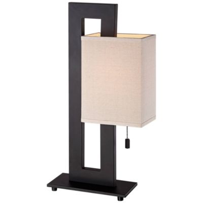 Modern Accent Table Lamp 20.5" High Espresso Bronze Floating Rectangular Oatmeal Box Shade for Living Room Family Bedroom