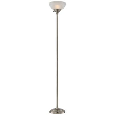 Maddox Modern Torchiere Floor Lamp 71" Tall Satin Nickel Silver Metal Alabaster Glass Shade for Living Room Bedroom Office House Home