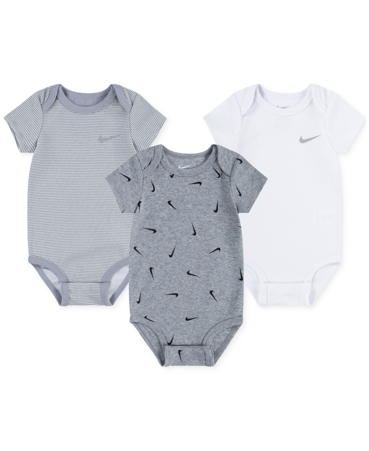 Nike Baby Boys Or Girls Essentials Bodysuits, Pack Of 3 In Dk Grey Heather