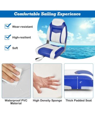2 Pack High Back Folding Boat Seats with Sponge Cushion & Flexible Hinges