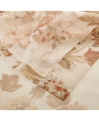 Simone Printed Floral Twist Tab Top Voile Sheer Curtain, 50x84
