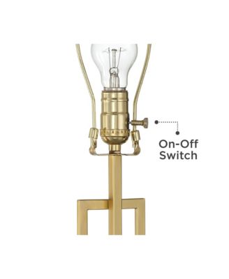 Gale Modern Mid Century Table Lamps 26" High Set of 2 Brushed Gold Grid Metal White Shade for Bedroom Living Room Bedside Nightstand Kids